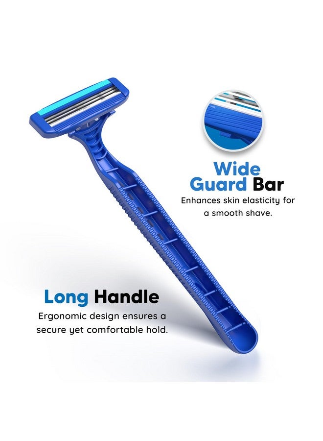 LetsShave Pro 3 Plus Disposable Shaving Razors For Men, Pack Of 10, Stainless Steel, Razor With Rubber Grip Handle & Safety Cap, Open Flow Hair Remover Made In South Korea, Razor For Men Face And Head - Image 4