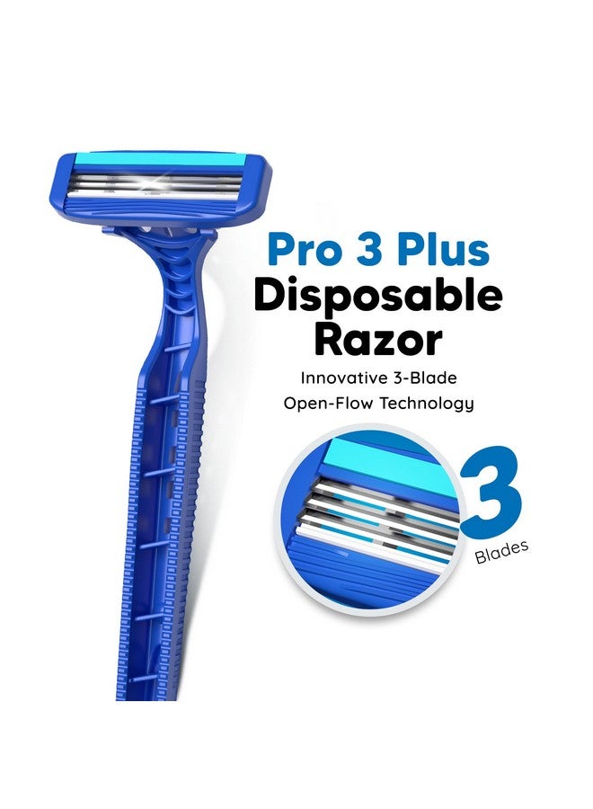 LetsShave Pro 3 Plus Disposable Shaving Razors For Men, Pack Of 10, Stainless Steel, Razor With Rubber Grip Handle & Safety Cap, Open Flow Hair Remover Made In South Korea, Razor For Men Face And Head - Image 2