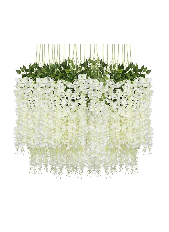 SUPER MARCHE SUPER MARCHE 2pcs 432 Inch Artificial Wisteria Vine Garland Silk Long Hanging Flowers for Home Wedding Party Decor Elegant Floral String for IndoorOutdoor Decoration  - Image 1