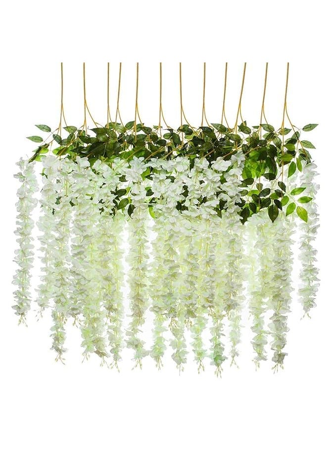 SUPER MARCHE SUPER MARCHE 2pcs 432 Inch Artificial Wisteria Vine Garland Silk Long Hanging Flowers for Home Wedding Party Decor Elegant Floral String for IndoorOutdoor Decoration  - Image 2