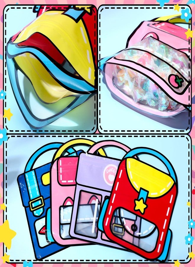 Yeyeplum 40 Pcs Cartoon Goodie Bags for Kids Candy Snack Treat Party Favor Bags Bulk Birthday Plastic Clear Gift Handbags with Handle for Classroom Back to School Supplies - Image 3