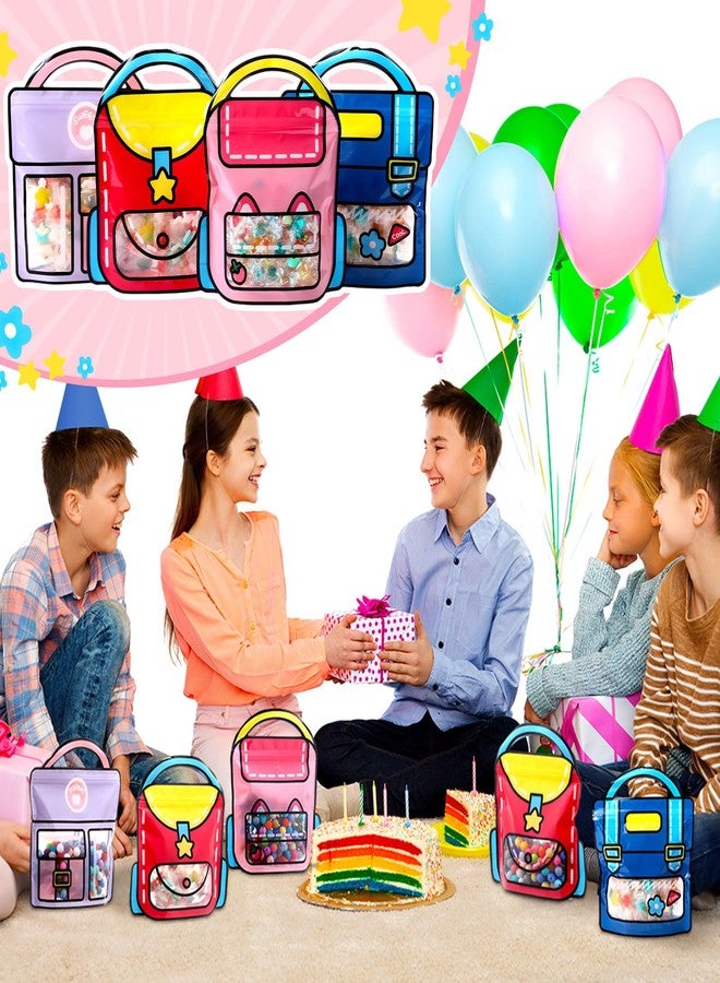 Yeyeplum 40 Pcs Cartoon Goodie Bags for Kids Candy Snack Treat Party Favor Bags Bulk Birthday Plastic Clear Gift Handbags with Handle for Classroom Back to School Supplies - Image 4