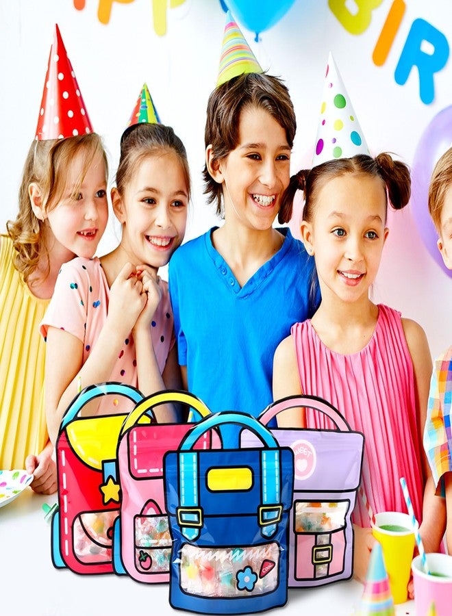 Yeyeplum 40 Pcs Cartoon Goodie Bags for Kids Candy Snack Treat Party Favor Bags Bulk Birthday Plastic Clear Gift Handbags with Handle for Classroom Back to School Supplies - Image 5