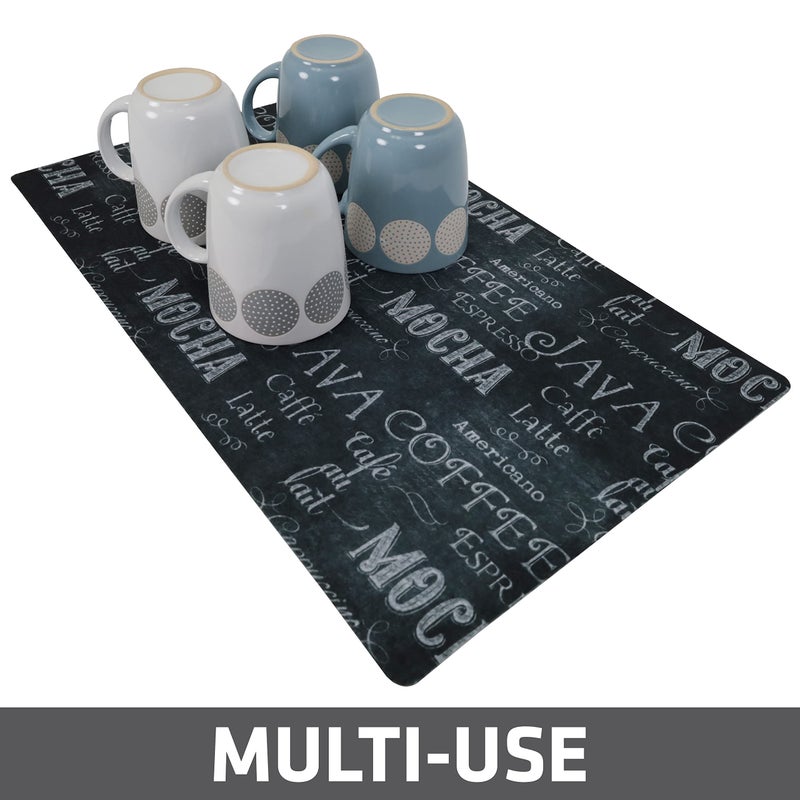 Drymate Coffee Maker Mat, (Coffee Station Bar Accessory) Protects Kitchen Countertops From Spills, Stains & Scratches, Absorbent, Waterproof, Washable (USA Made) (12â€ x 20â€) (Java Chalkboard) - Image 4