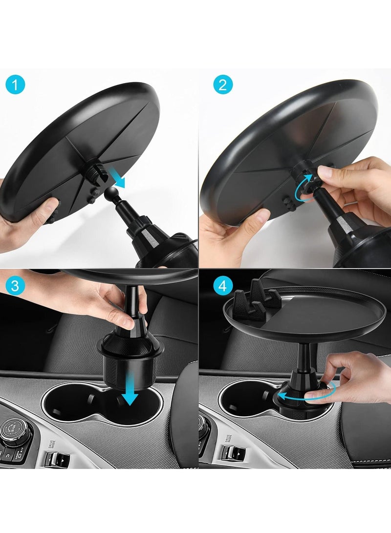Car Cup Holder Tray, Car Tray Table for Eating with Cell Phone Slot, Lap Tray for Car Universal Adjustable Cup Tray Holder 360° Swivel Tray Fits Vehicle, Boats,Golf Cart, SUV,Truck and All Cars - Image 5
