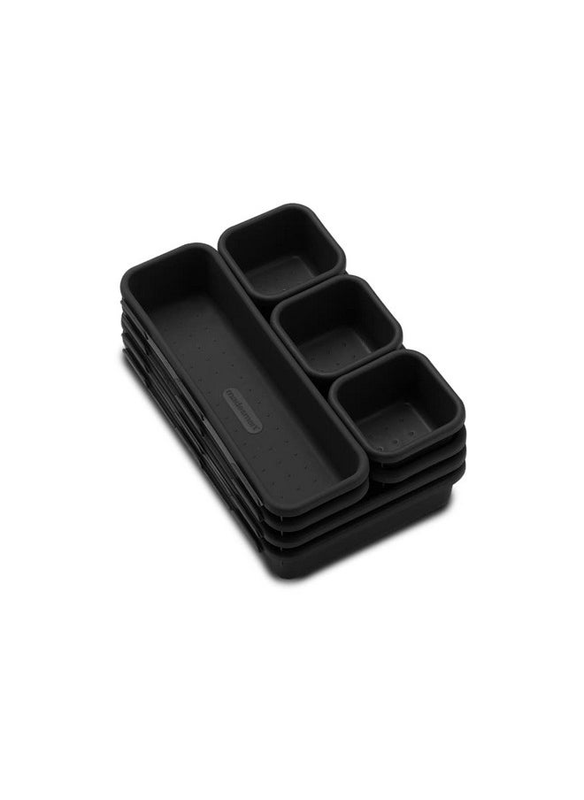 Madesmart madesmart Antimicrobial 8-Piece Interlocking Bin Pack Customizable Multi-Purpose Drawer, One Home Organization, EPA Certified, Carbon  - Image 1