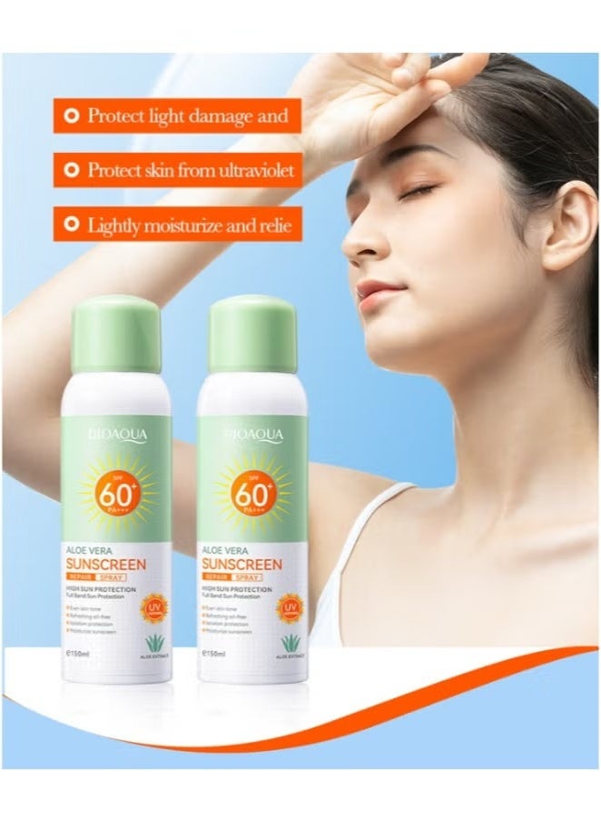 BIOAOUA 🌞✨【BIOAOUA Aloe Vera Sunscreen Spray】SPF60 PA+++ UV Protection | Lightweight & Non-Greasy Mist for Face & Body | Cooling Hydration in Desert Heat - Image 3