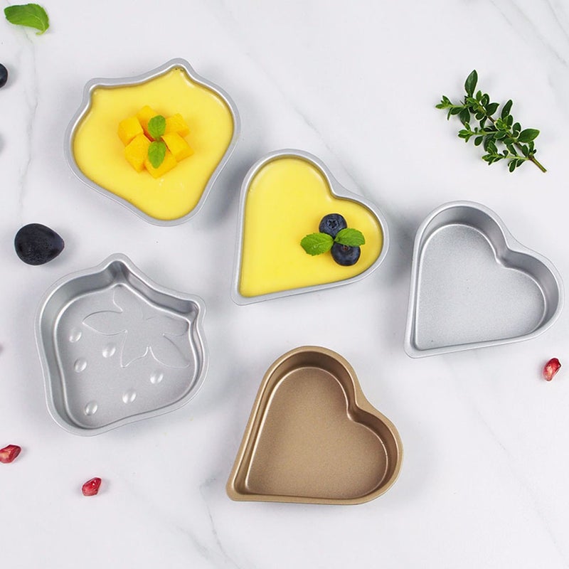 6 pcs Mini Cake Mold Baking Tray Cake Baking Pan DIY Cake Baking Tray Household Bakeware Pudding Mold (Random Pattern) - Image 3