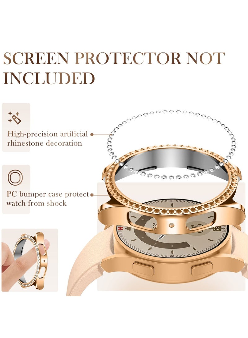 3 Pack Crystal Diamond Hard PC Bumper Case for Galaxy Watch 5 PRO 45mm - Stylish Protective Frame Cover Accessories for Women and Girls (No Screen Protector) - Image 4