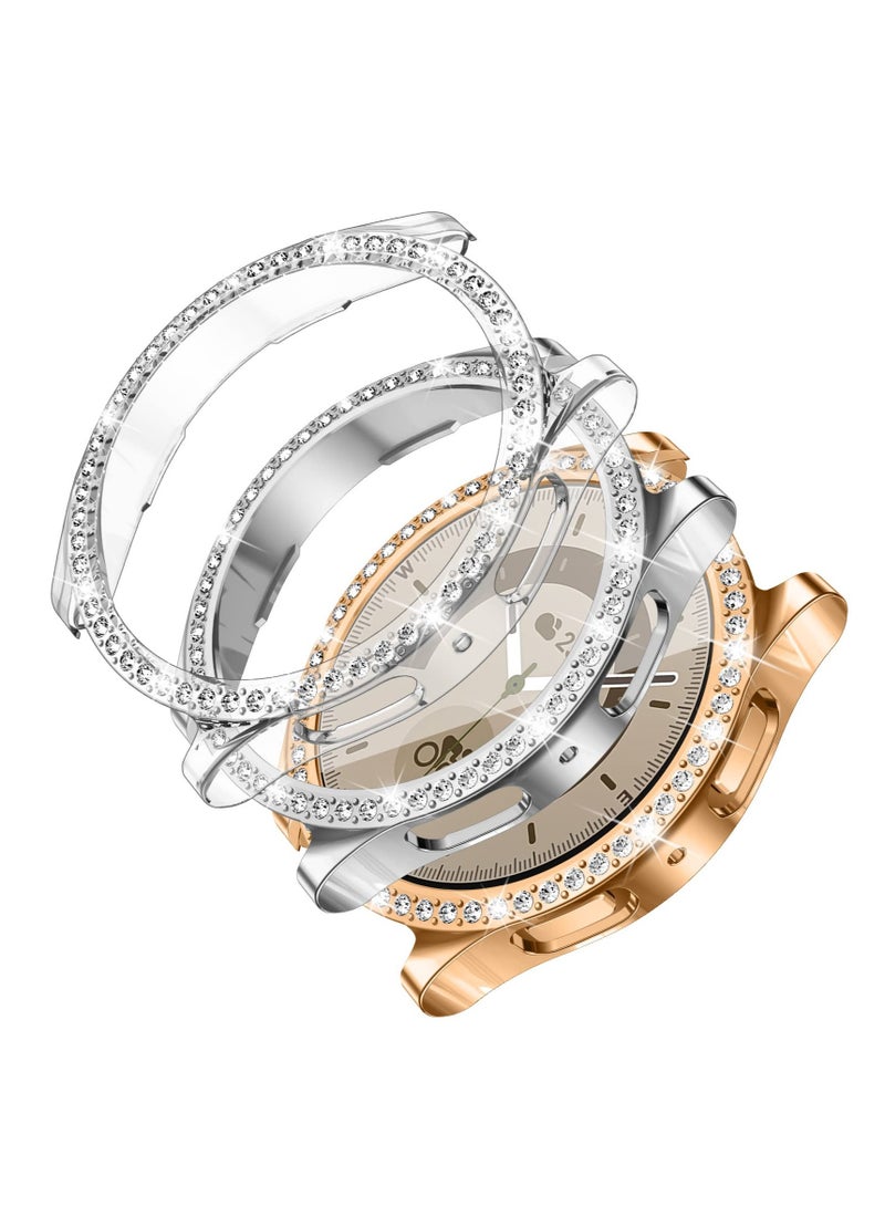 3 Pack Crystal Diamond Hard PC Bumper Case for Galaxy Watch 5 PRO 45mm - Stylish Protective Frame Cover Accessories for Women and Girls (No Screen Protector) - Image 2
