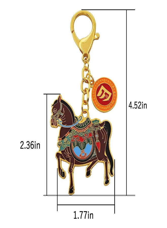 Fengshuibringluck Feng Shui 3 Powers Windhorse Keychain Victory Wind Horse Success Amulet Key Chain - Image 2