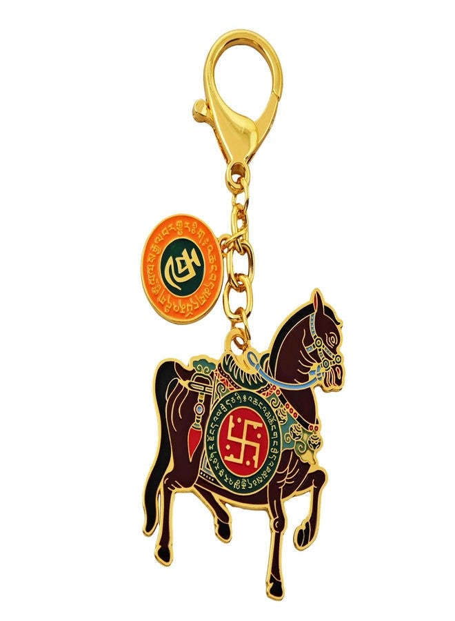 Fengshuibringluck Feng Shui 3 Powers Windhorse Keychain Victory Wind Horse Success Amulet Key Chain - Image 3