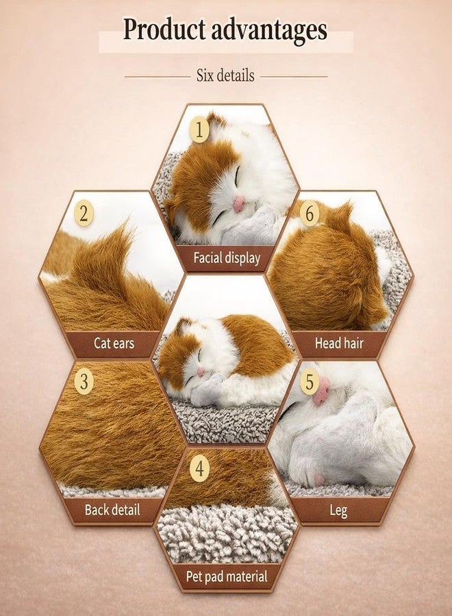 DOEASY Cute Sleeping Cat Plush Toy – Realistic Synthetic Fur Kitten Figurine for Car Dashboard, Home, Bedroom & Office Desk Decor | Soft Stuffed Animal | Adorable Gift for Kids, Girls & Cat Lovers - Image 3