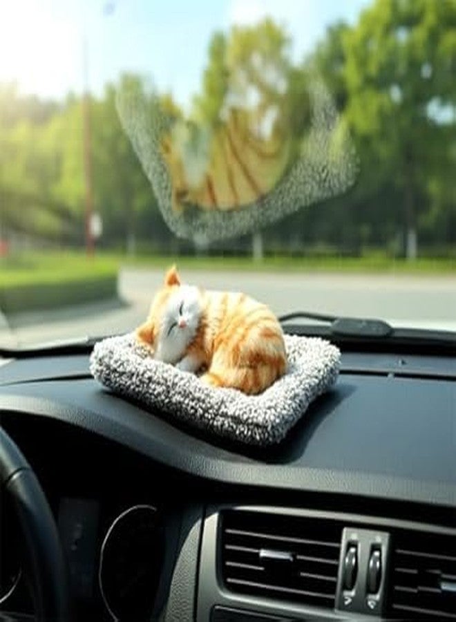 DOEASY Cute Sleeping Cat Plush Toy – Realistic Synthetic Fur Kitten Figurine for Car Dashboard, Home, Bedroom & Office Desk Decor | Soft Stuffed Animal | Adorable Gift for Kids, Girls & Cat Lovers - Image 5