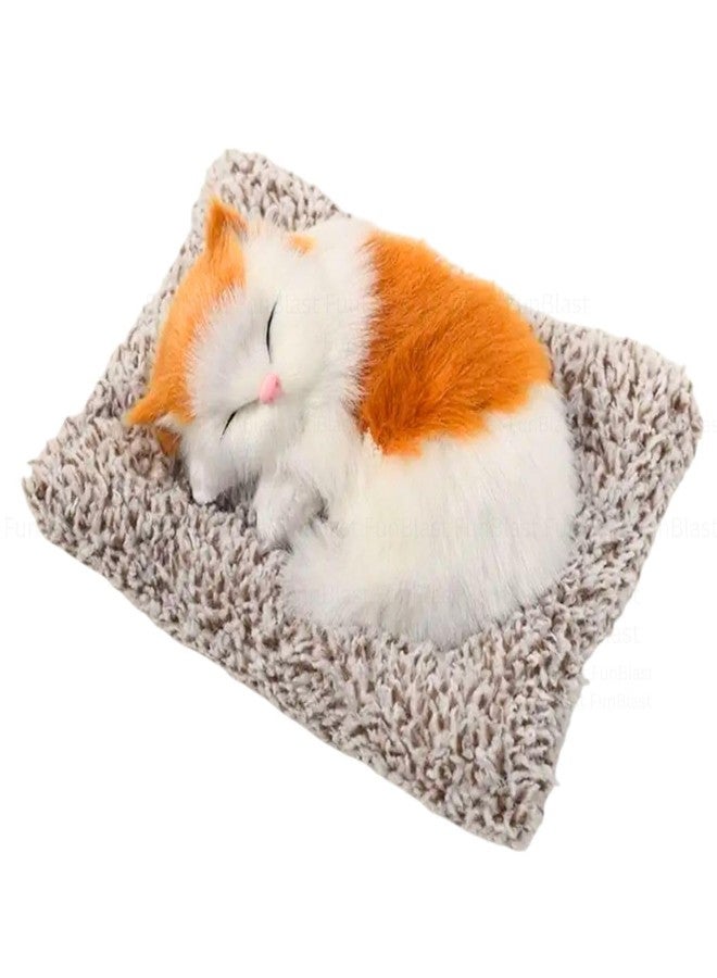 DOEASY Cute Sleeping Cat Plush Toy – Realistic Synthetic Fur Kitten Figurine for Car Dashboard, Home, Bedroom & Office Desk Decor | Soft Stuffed Animal | Adorable Gift for Kids, Girls & Cat Lovers - Image 1