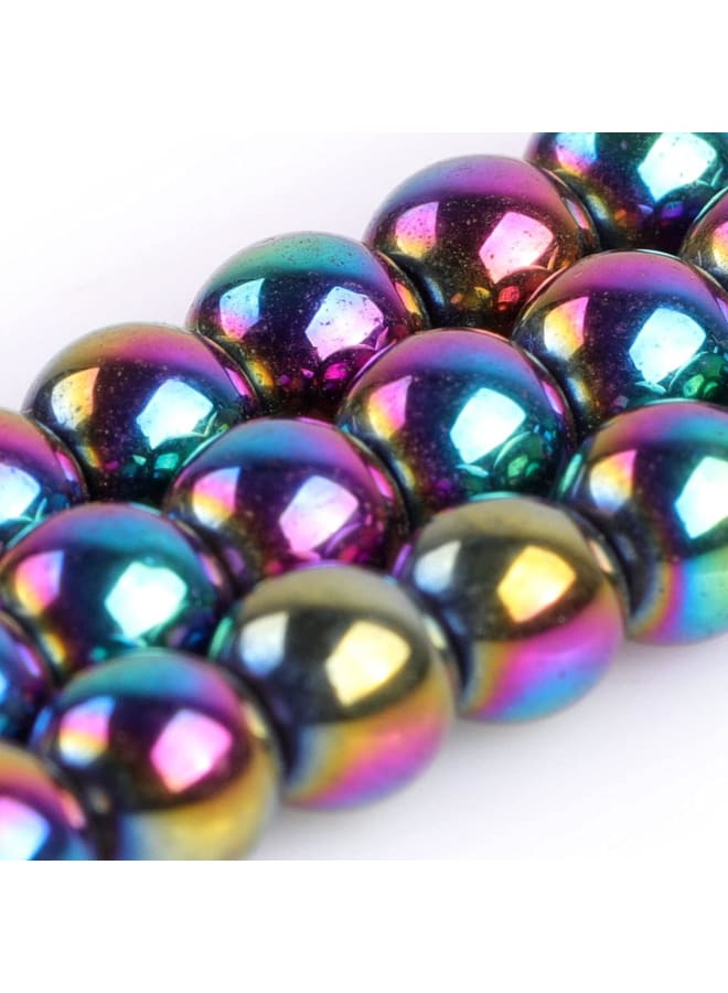 Natural 6mm Non-Magnetic Multicolor Metallic Coated Hematite Round Gemstone Semi Precious Loose Beads for Jewellery Making 15'' - Image 2