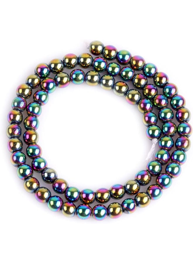 Natural 6mm Non-Magnetic Multicolor Metallic Coated Hematite Round Gemstone Semi Precious Loose Beads for Jewellery Making 15'' - Image 5
