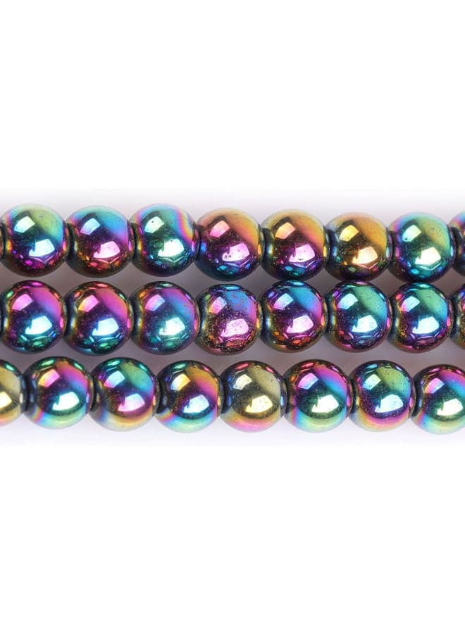 Natural 6mm Non-Magnetic Multicolor Metallic Coated Hematite Round Gemstone Semi Precious Loose Beads for Jewellery Making 15'' - Image 3