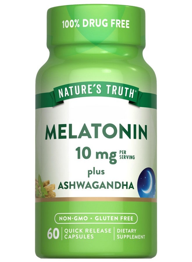 Nature's Truth Nature's Truth Melatonin 10mg with Ashwagandha | 60 Capsules | Non-GMO & Gluten Free Supplement for Adults  - Image 1
