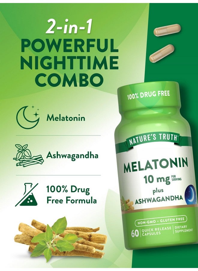 Nature's Truth Nature's Truth Melatonin 10mg with Ashwagandha | 60 Capsules | Non-GMO & Gluten Free Supplement for Adults  - Image 5