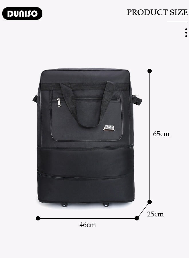 DUNISO Expandable Travel Luggage Bag for Men and Women, Foldable 2 Lays Waterproof Oxford Duffel Bag Suitcase with 5 Wheels, Lightweight Large Capacity Heavy Duty Spinner Carry-on Bag for Travel Business - Image 4
