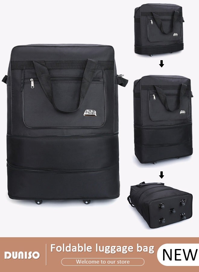 DUNISO Expandable Travel Luggage Bag for Men and Women, Foldable 2 Lays Waterproof Oxford Duffel Bag Suitcase with 5 Wheels, Lightweight Large Capacity Heavy Duty Spinner Carry-on Bag for Travel Business - Image 1