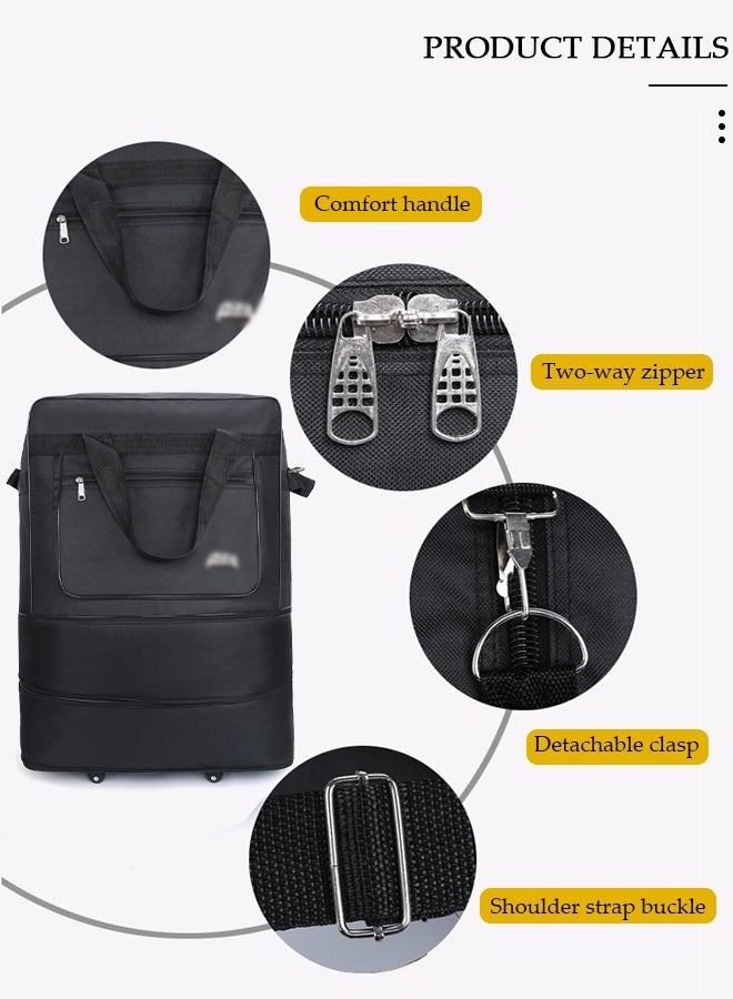 DUNISO Expandable Travel Luggage Bag for Men and Women, Foldable 2 Lays Waterproof Oxford Duffel Bag Suitcase with 5 Wheels, Lightweight Large Capacity Heavy Duty Spinner Carry-on Bag for Travel Business - Image 3