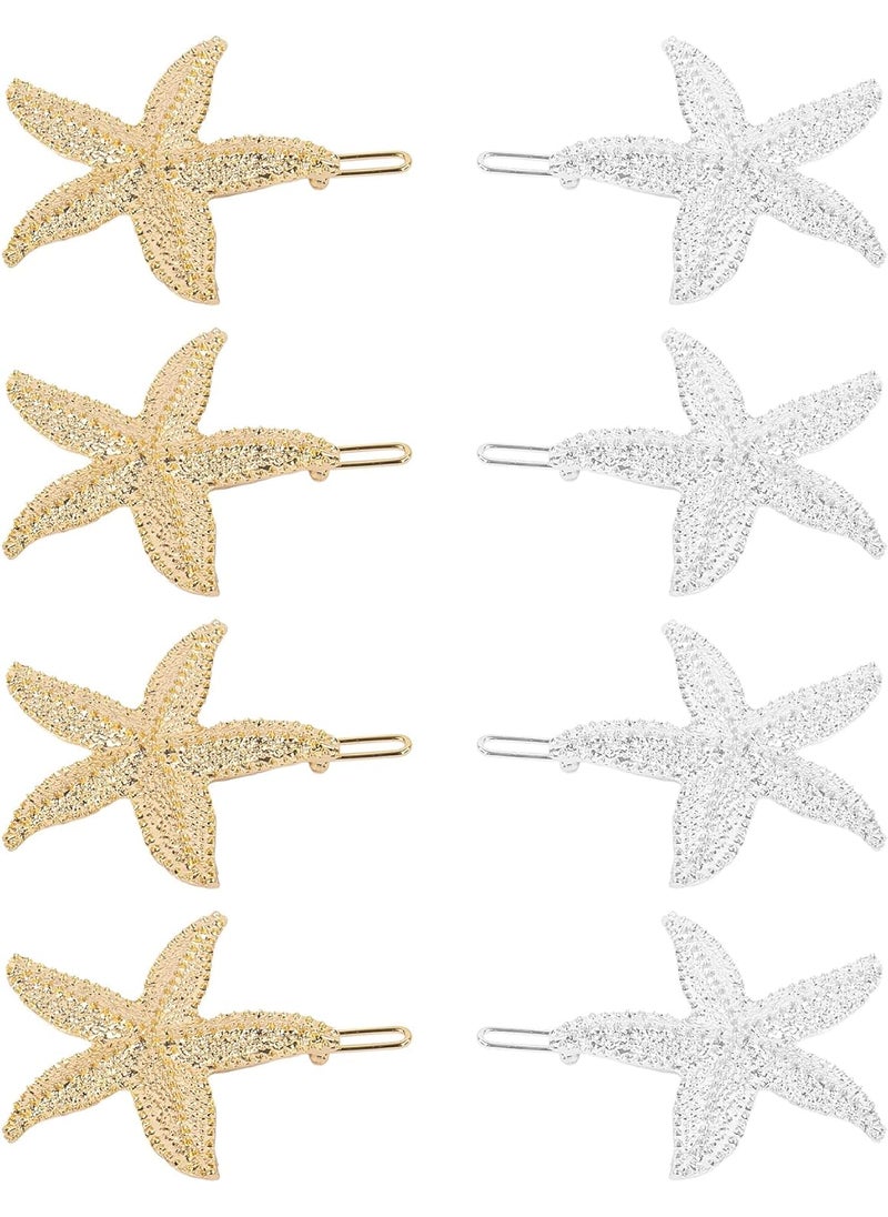 Framendino Framendino 8 Pack Starfish Hair Clip Mermaid Hairpin Beach Sea Pins for Girls Women Gold Silver 
