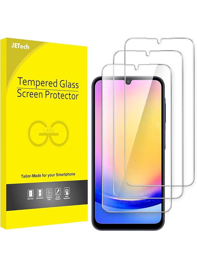 جي تيك واقي شاشة لهاتف سامسونج جالاكسي A25 5G مقاس 6.5 بوصة 9H زجاج مقوى مضاد للخدش عالي الوضوح، عبوة من 3 قطع - Image 1
