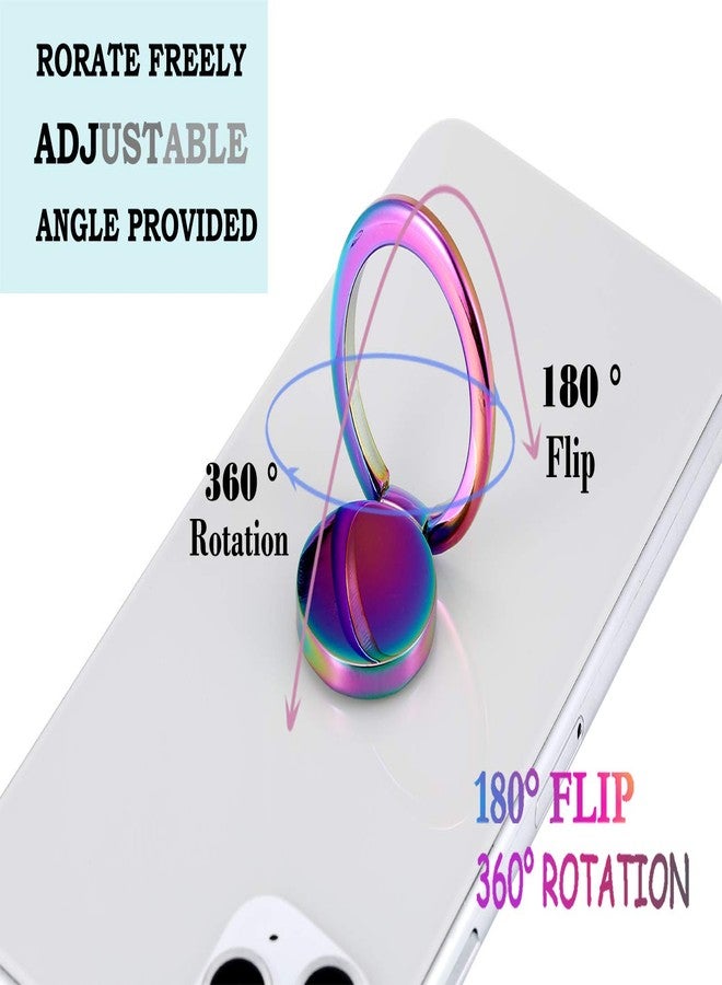 lenoup Rainbow Cell Phone Ring Stand Holder,Multicolor Ring Grip Kickstand,Iridescent 360 Rotation Metal Finger Ring for Phones,Pad - Image 3