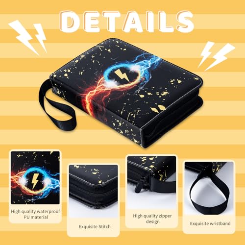 Jravkfi 4 Pocket Trading Card Binder,400 Pockets Trading Card Collection Book with Sleevese,3-ring Zipper Sports Card Album with 50 Removable Double-Sided Card Holder (Black) - Image 2
