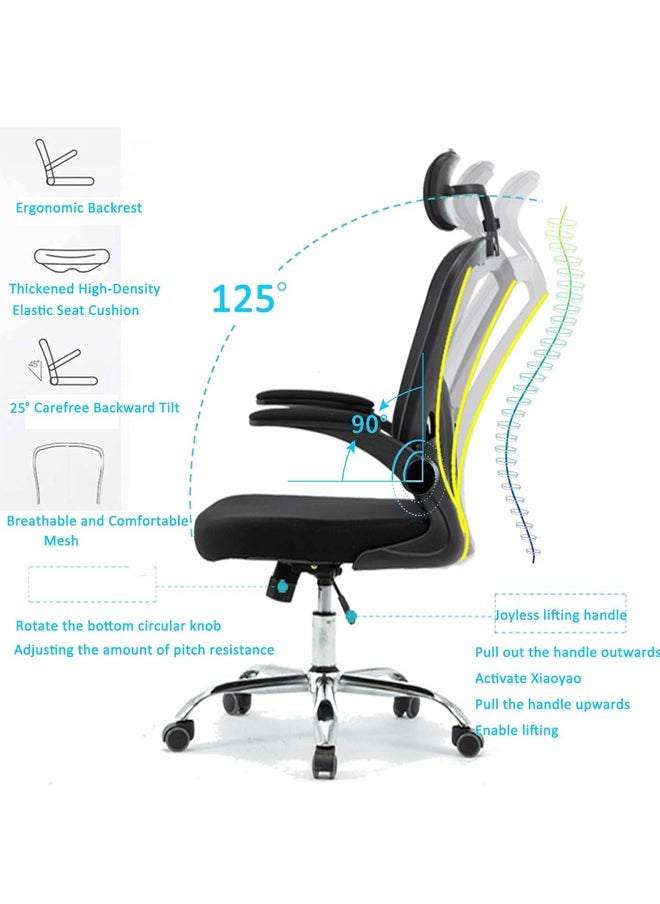 Beauenty - Ergonomic Office Chair,Desk Chair, Gaming Chair with Height Adjustable and Back Support, Mesh Office Chair for Home with Headrest with Tilting Mechanism and Armrest,Computer Chair - Image 1