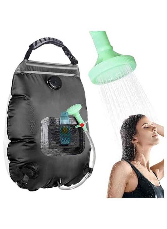 هوكور TRASSLE Solar Shower Bag | 5 Gal/20L Solar Heating Camping Shower Bag | Removable Hose | On-Off Switchable Shower Head | Traveling Shower | Portable Shower for Beach Swimming, Hiking (Black)  - Image 1
