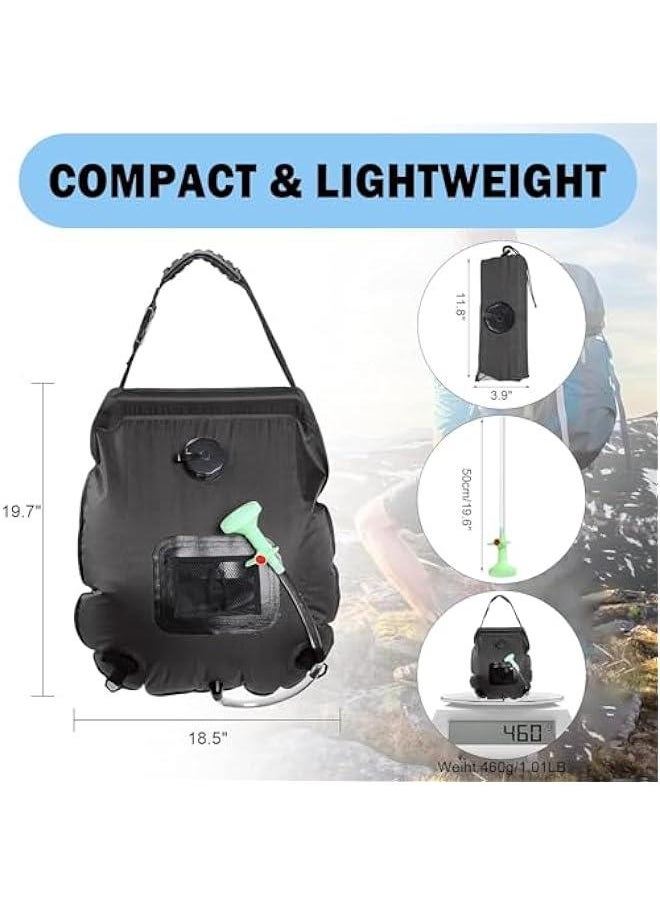 هوكور TRASSLE Solar Shower Bag | 5 Gal/20L Solar Heating Camping Shower Bag | Removable Hose | On-Off Switchable Shower Head | Traveling Shower | Portable Shower for Beach Swimming, Hiking (Black)  - Image 3