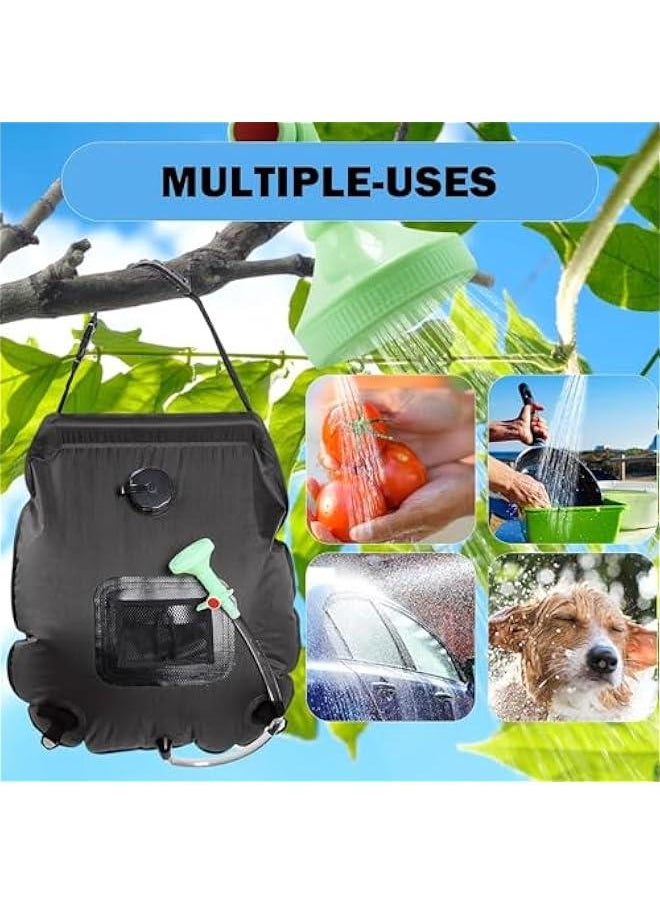هوكور TRASSLE Solar Shower Bag | 5 Gal/20L Solar Heating Camping Shower Bag | Removable Hose | On-Off Switchable Shower Head | Traveling Shower | Portable Shower for Beach Swimming, Hiking (Black)  - Image 4
