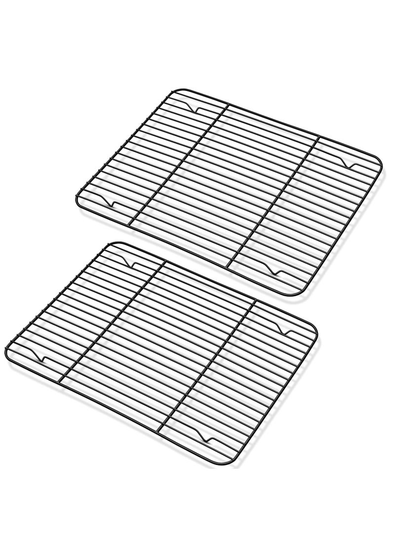 P&P CHEF PP CHEF Cooling Rack Set of 2 Nonstick Baking Racks for Cooking Grilling 2 Pack Roasting Drying Rack for Oven Use Stainless Steel Core  Dense Lines Easy to Clean  116 x 9 x 06 Inch 