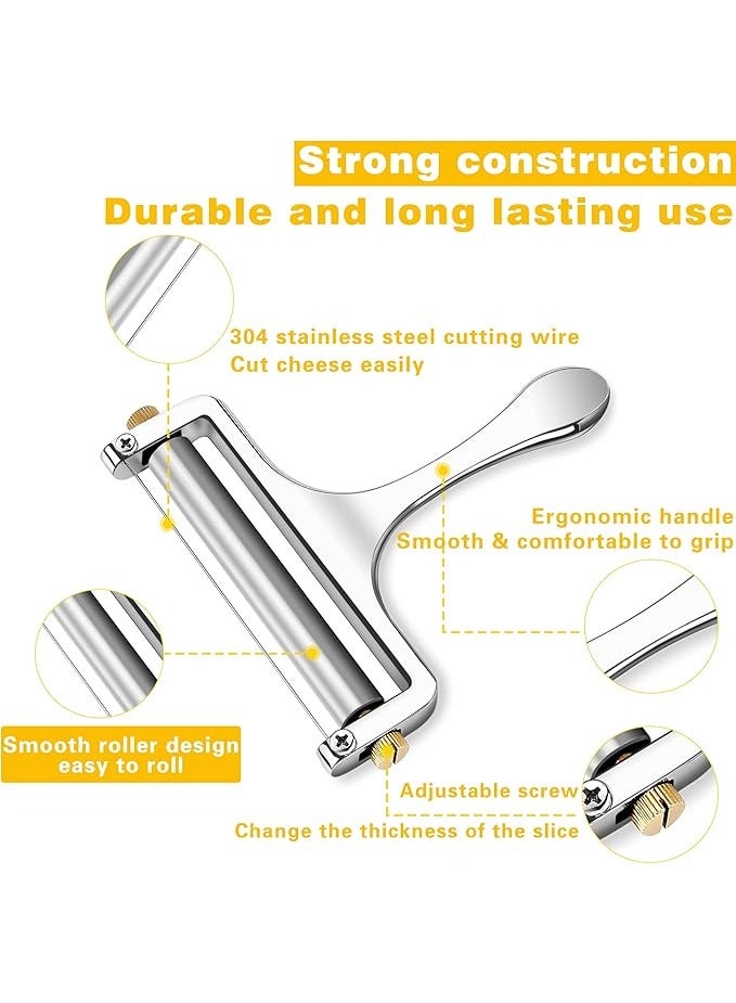 DUNISO Stainless Steel Cheese Slicer,Adjustable Hand Held Cheese Cutter,Heavy Duty Zinc Alloy Slicer,Durable and Easy to use,for Mozzarella Cheddar Gouda Block Cheese - Image 4