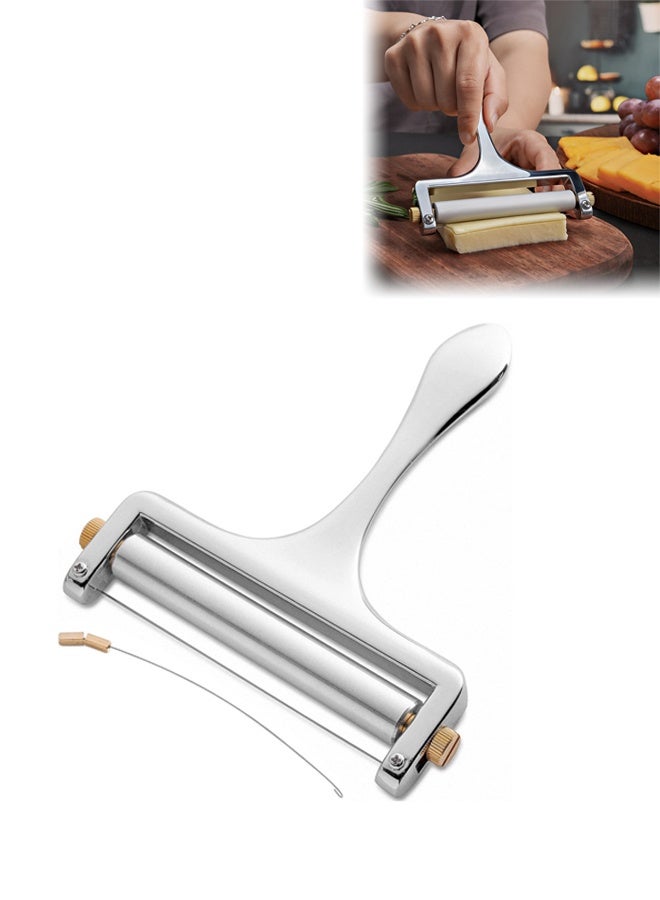 DUNISO Stainless Steel Cheese Slicer,Adjustable Hand Held Cheese Cutter,Heavy Duty Zinc Alloy Slicer,Durable and Easy to use,for Mozzarella Cheddar Gouda Block Cheese - Image 1