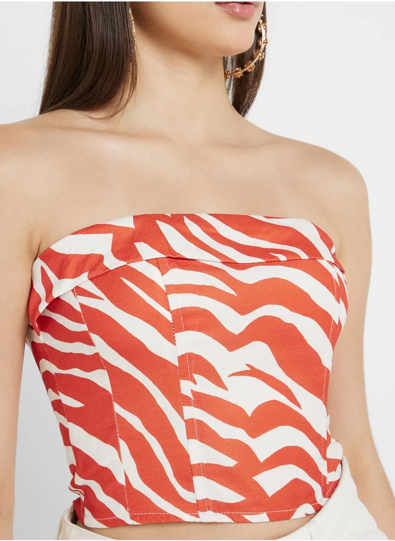 PUBLIC DESIRE Printed Bardot Crop Top