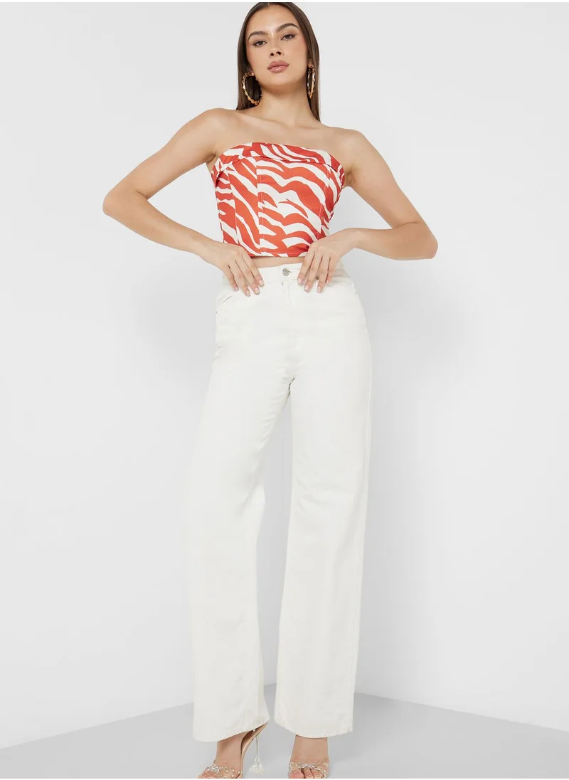 PUBLIC DESIRE Printed Bardot Crop Top