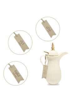 LeArt Rectangle Dallah Flask Tags - Dallah Coffee Pot, Tea, Coffee and Karak Tag | Dallah Tags (Camel - Set of 3)  - Image 1