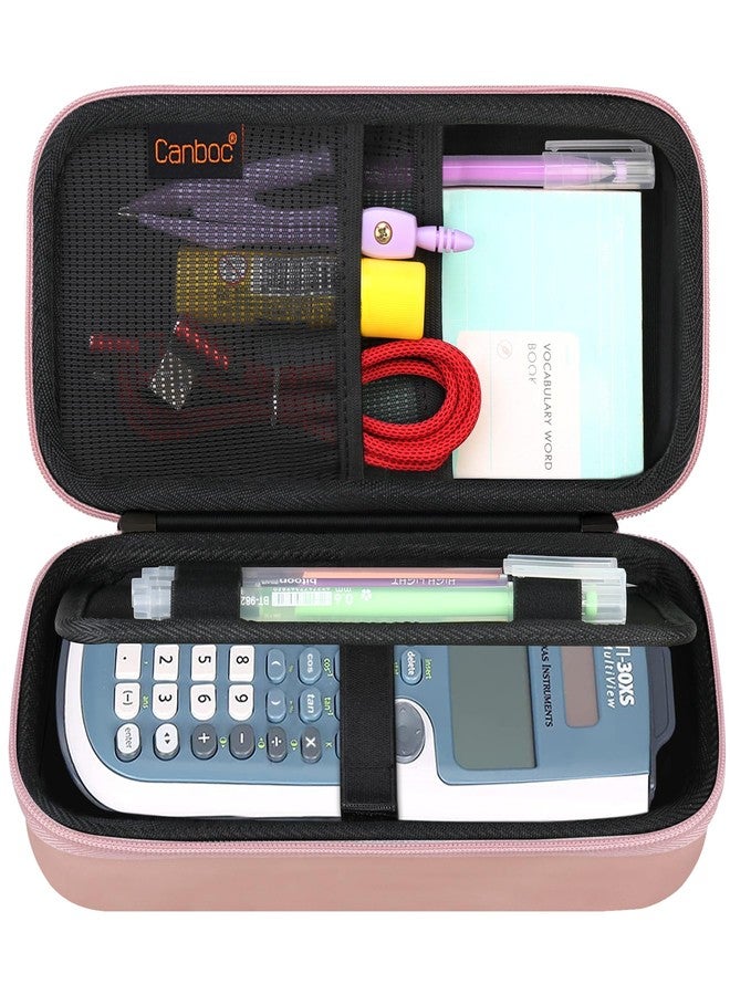 Canboc Carrying Case for Texas Instruments TI-30XIIS/ TI-30XS MultiView/TI-30Xa/ TI-36X Pro Scientific Calculator, Mesh Bag fit Cable, Batteries, Pens, Rose Gold+Black (Case Only) - Image 1
