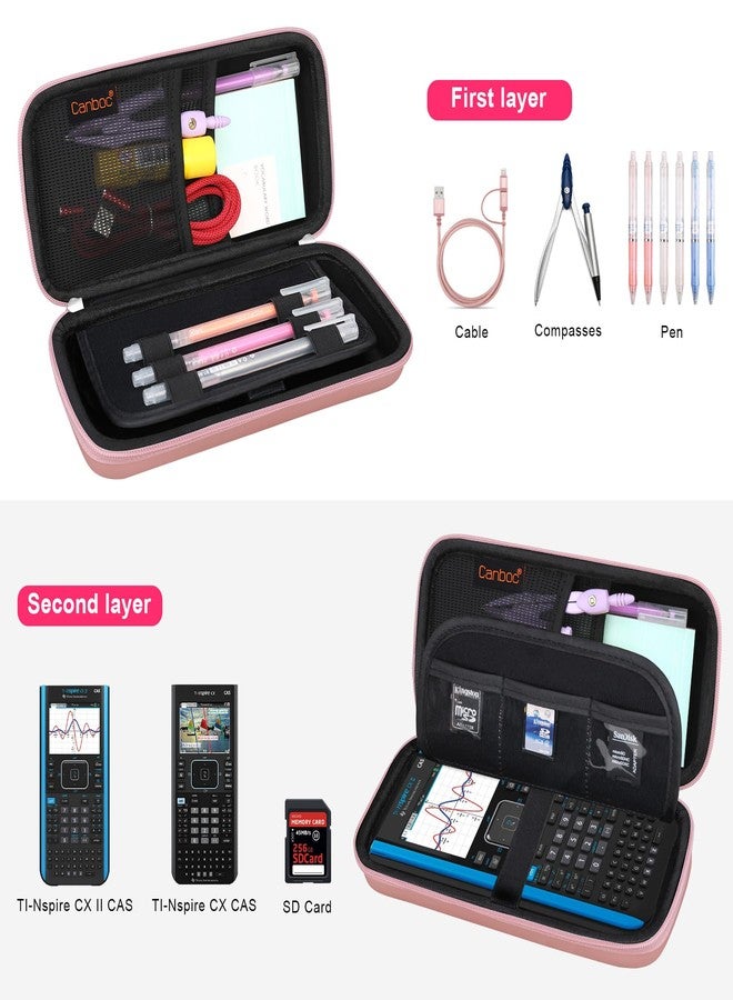 Canboc Carrying Case for Texas Instruments TI-30XIIS/ TI-30XS MultiView/TI-30Xa/ TI-36X Pro Scientific Calculator, Mesh Bag fit Cable, Batteries, Pens, Rose Gold+Black (Case Only) - Image 2