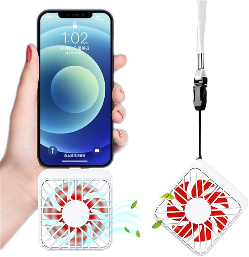 comfrt Mobile Phone Fan with Lanyard, Portable Cell Phone Fan Mini USB Fan Cooling Fan, Women Men Personal Fan Office Outdoor Travel Handheld Fans for iPhone/iPad/Android Micro-USB/Type-C Port (Micro-USB) - Image 1