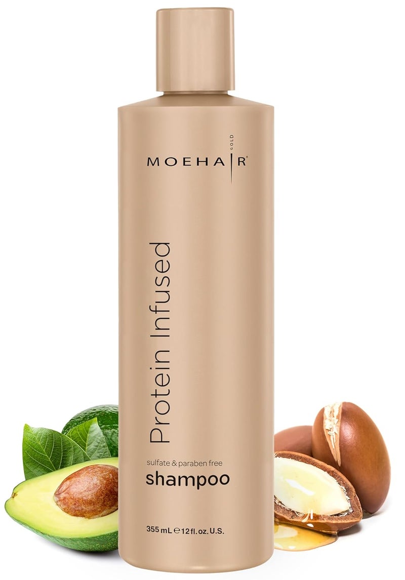 MOEHAIR Protein Infused Shampoo 12 Fl Oz  AntiFrizz Moisturizing  Detox Shampoo for All Hair Types  With Proteins Natural Oils  Vitamin E  B5  Sulfate  ParabenFree Clarifying Shampoo