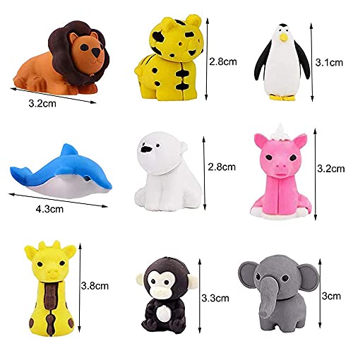 Oligitdi Cartoon Erasers Animal Eraser for Kids Different Shapes Pencil Erasers 3D Jungle Theme Cute Toy Fun Small Stylish Colourful Mini Cartoon Erasers for Gift-Set of 30(Random Style)Multi-Color - Image 2
