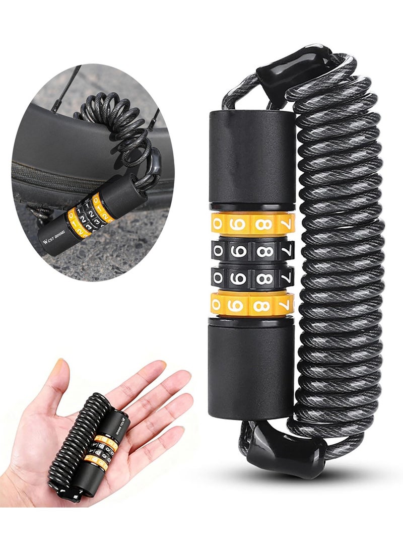 fdsport Heavy Duty Bike Lock with Steel Cable, 4-Digit Resettable Combination Lock, Anti-Theft Bicycle & Scooter Security Lock, Cut-Resistant Weatherproof Lock for Bikes, E-Scooters, Motorcycles & Outdoor Use - Image 1