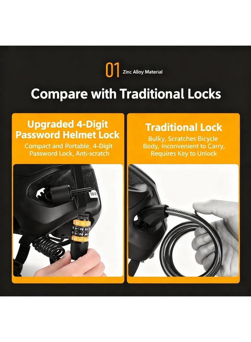 fdsport Heavy Duty Bike Lock with Steel Cable, 4-Digit Resettable Combination Lock, Anti-Theft Bicycle & Scooter Security Lock, Cut-Resistant Weatherproof Lock for Bikes, E-Scooters, Motorcycles & Outdoor Use - Image 3