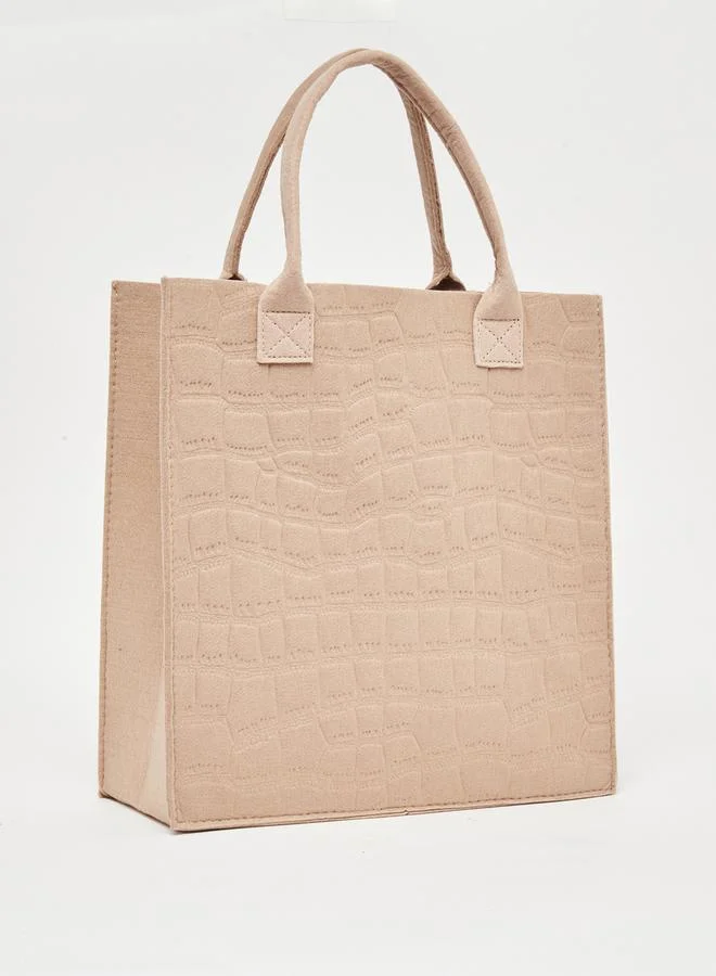 ستايلي حقيبة كتف مربعة بملمس مزخرف