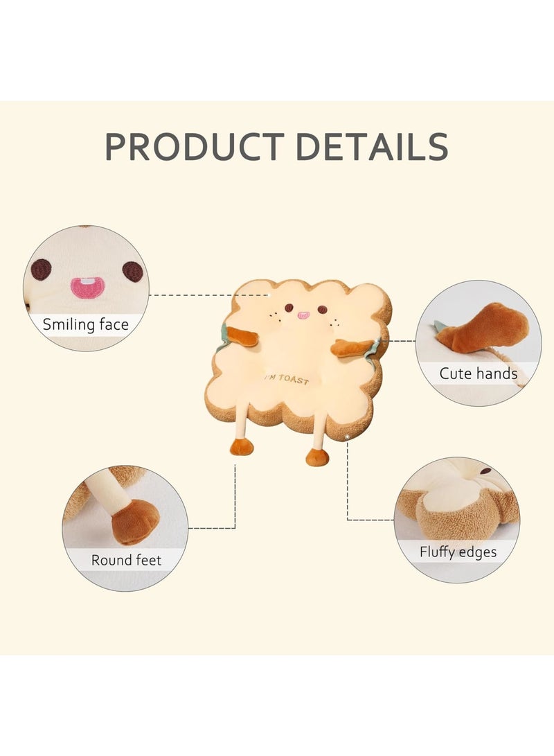 Kawaii Chair Cushions, Cute Toast Bread Seat Pads with Ties, Anti-Skid Office Chair Cushion, Kids Dining Desk Chair Pads, Round + Square Shape, for Home Kitchen Chairs, 2 Pack - Image 2